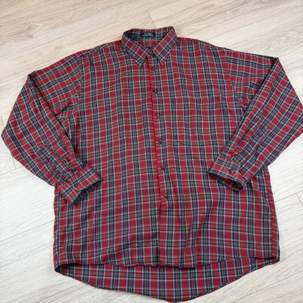 Vintage Burberry‎ Plaid Button Down Shirt Mens L Classic Casual Made In USA 90s